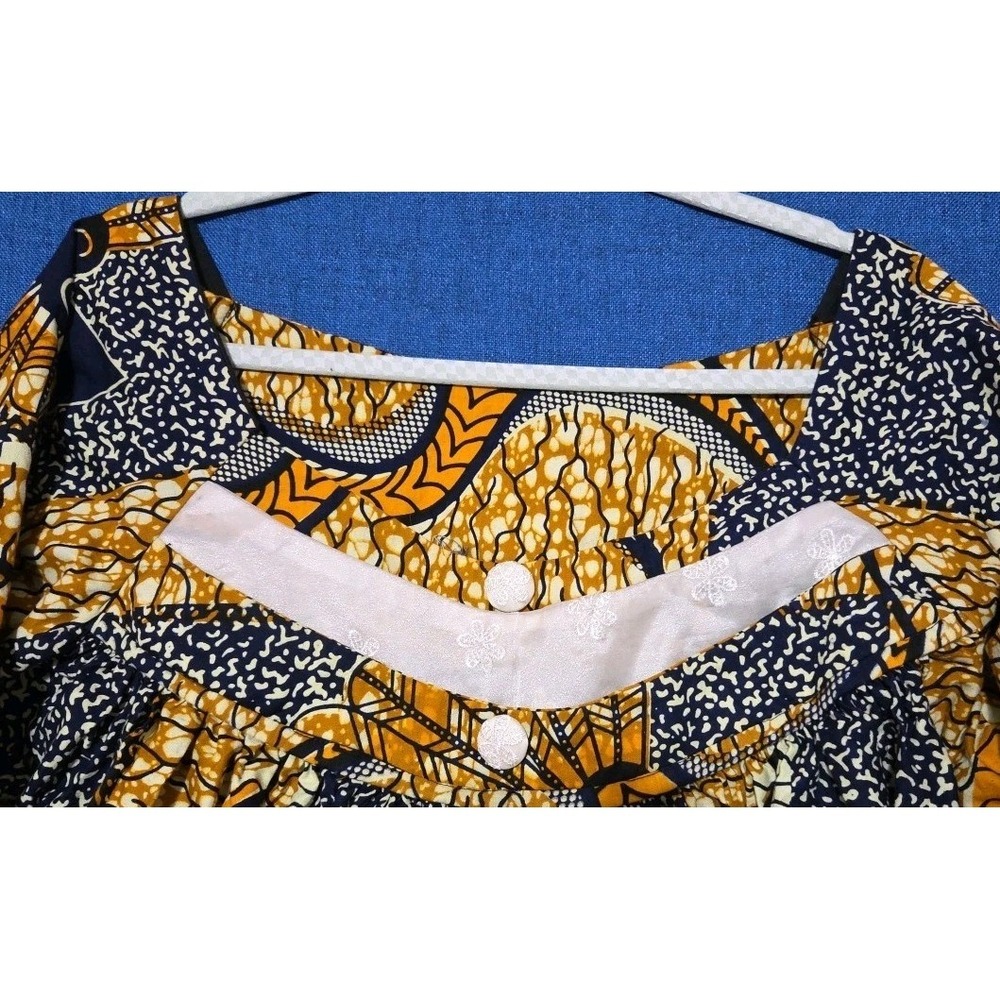 African Print Dress Women XL XXL Handmade Ankara Dashiki Boho Loose Fit Pockets - Picture 3 of 7